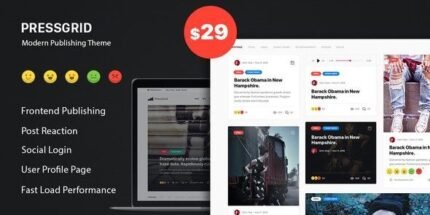 PressGrid 1.3.1 - Frontend Publish Reaction & Multimedia Theme - GPL Pugins Club