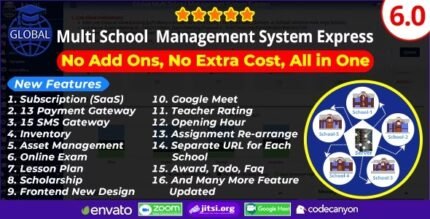 Global 6.2 - Multi School Management System Express - GPL Pugins Club