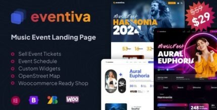 Eventiva - Music & Bands Events Landing Page WordPress Theme - GPL Market