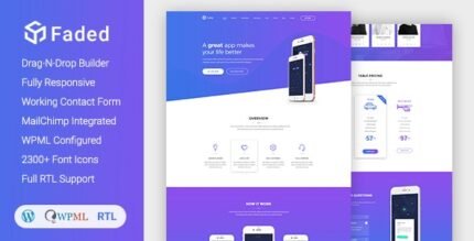 Faded - Responsive App Landing Page WordPress Theme + RTL - GPL Market